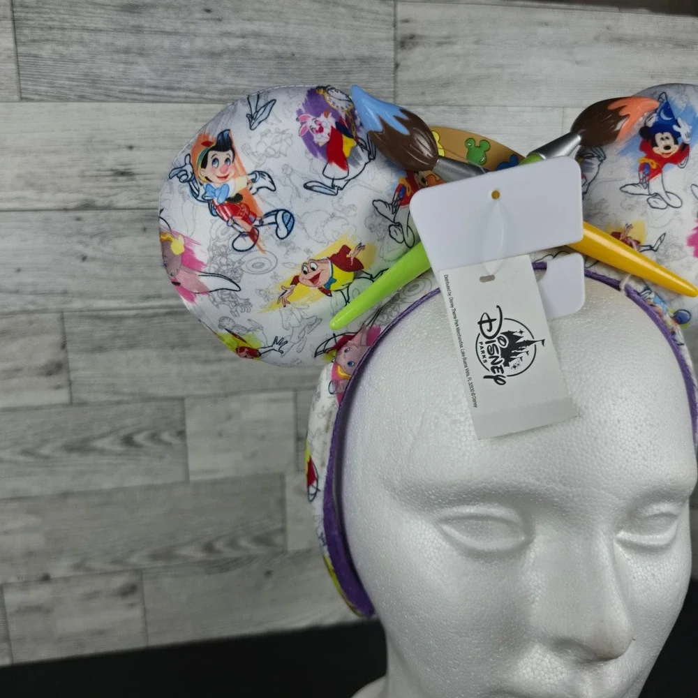 Disney Parks Artist Series Minnie Mouse Ear Headband Palette Paintbrush NWT